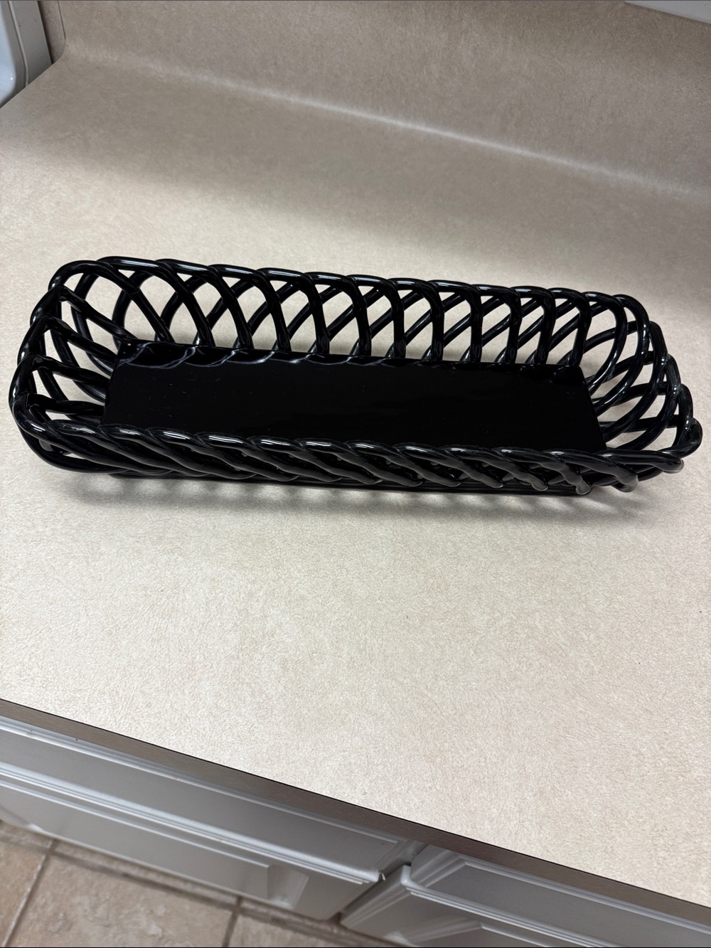 Ceramic bread, basket, black